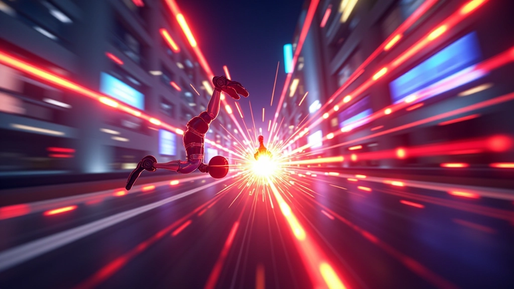 Fast-paced action game with particle effects and dynamic backgrounds