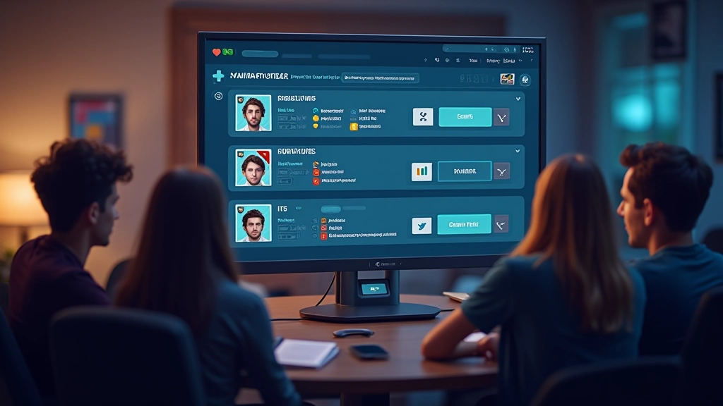 Multiplayer game lobby interface with chat and matchmaking