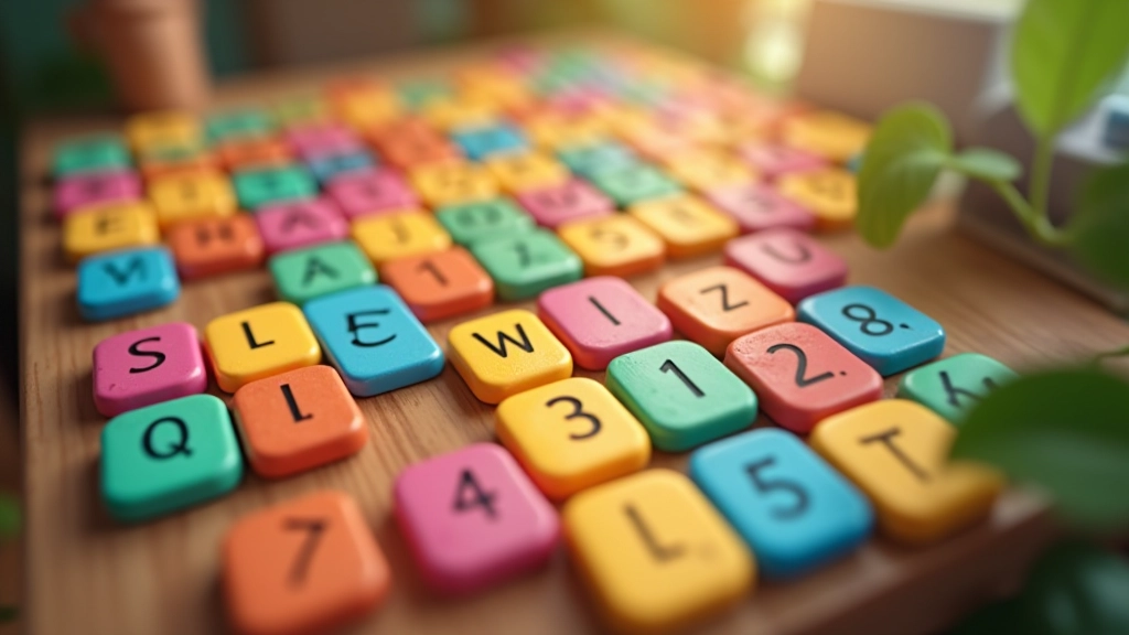 Screenshot of puzzle matching game with colorful tiles and score display