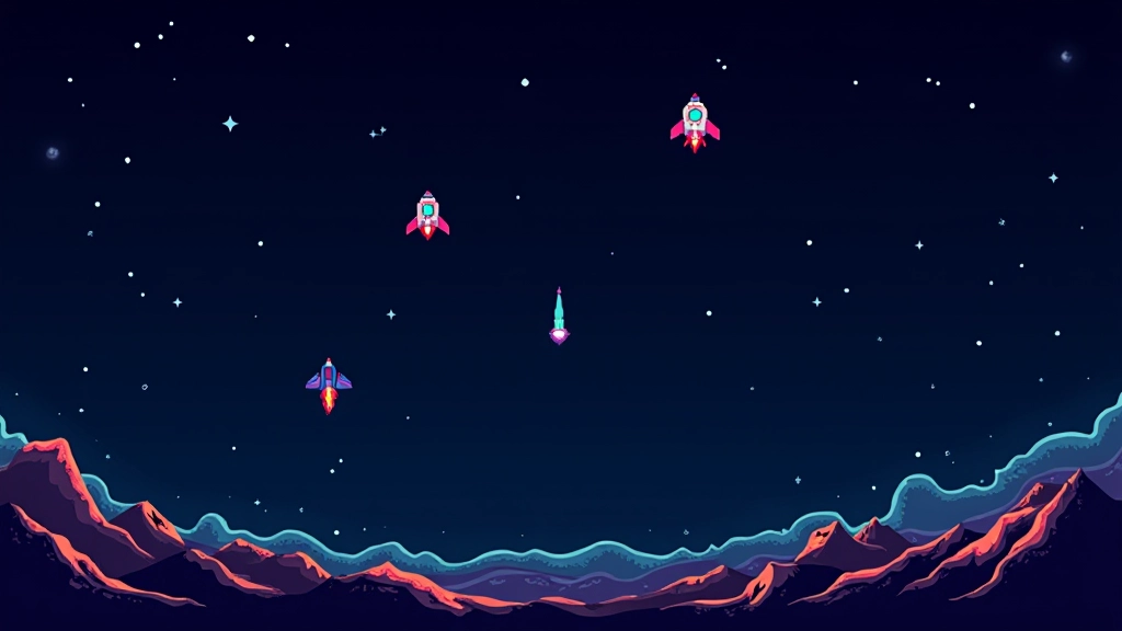Screenshot of space shooter game with pixel art asteroids and player ship